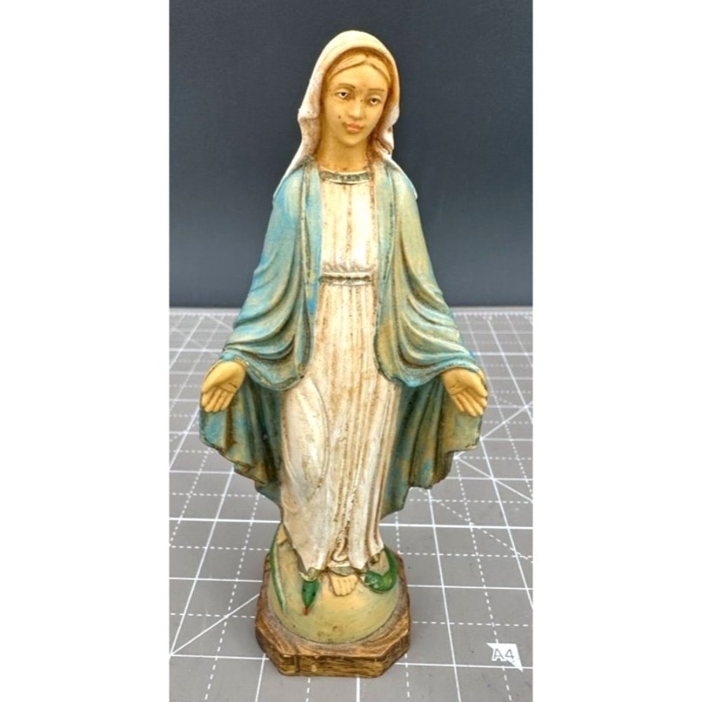 Vintage Miraculous Virgin Mary Resin Statue Made in Italy